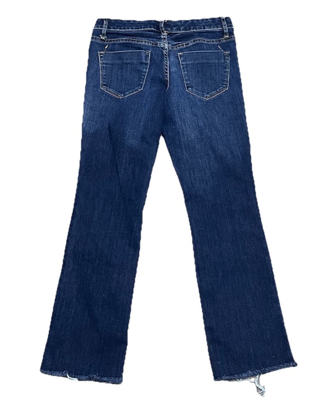 Mossimo Low Rise Cropped Bootcut Jeans 28x27 Y2K Dark Wash Raw Hem Stretch Denim - Picture 3 of 9